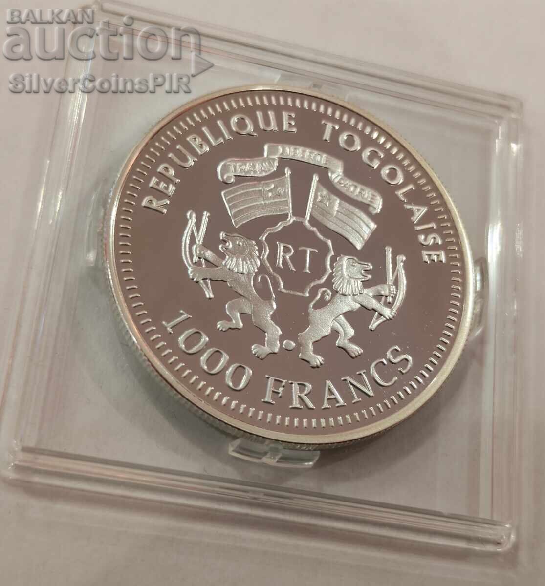 Silver 1000 Francs 2008 Olympics Togo - 6