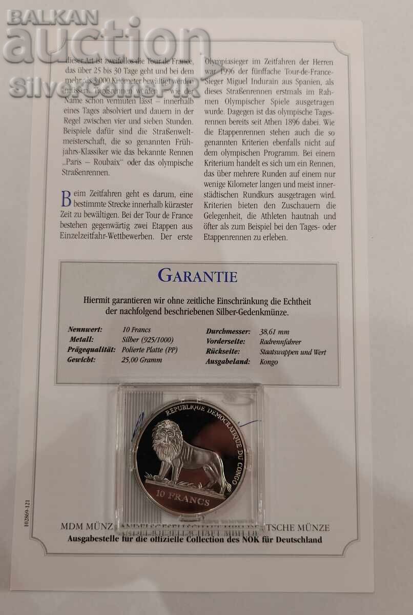 Silver 10 Francs 2008 Olympics Congo with price € 45.32 | 88.64 BGN
