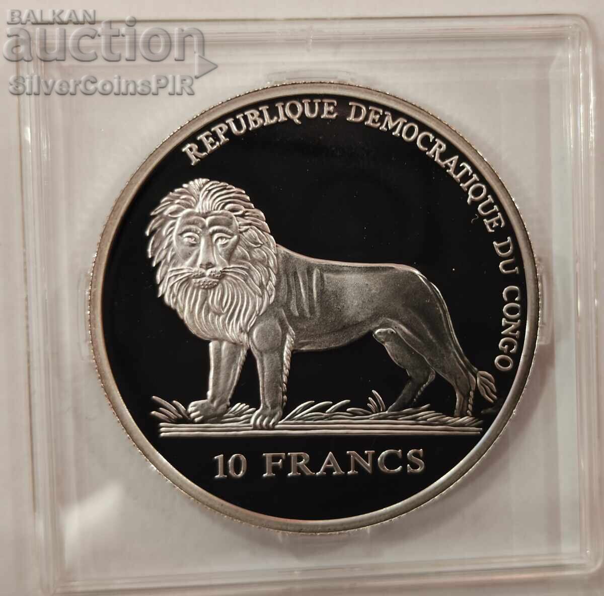 Silver 10 Francs 2008 Olympics Congo - 5