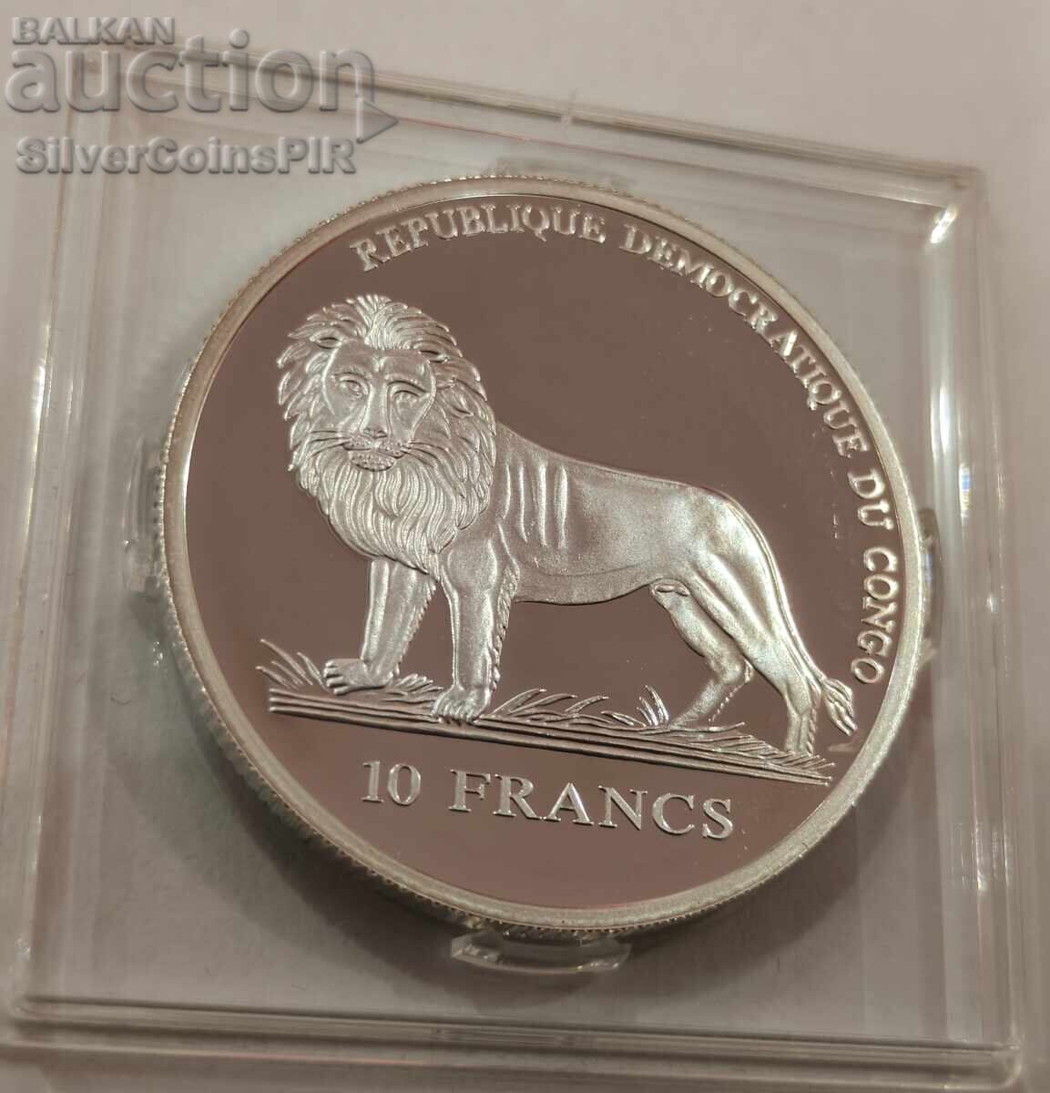 Silver 10 Francs 2008 Olympics Congo - 6