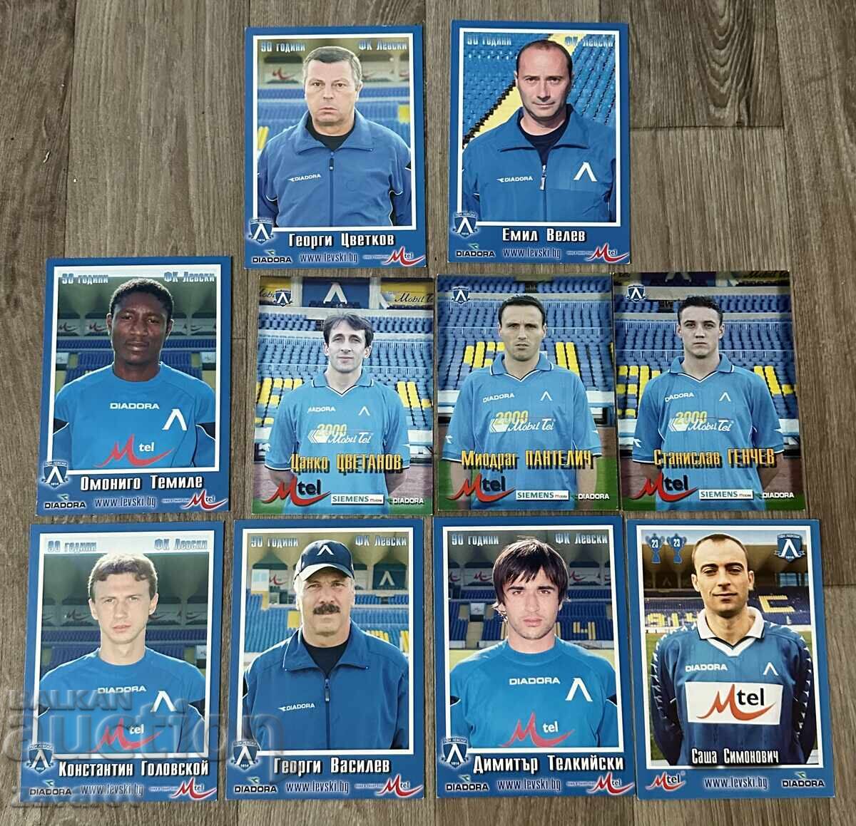 Levski Sofia Lot of Cards Telkiyski Velev Pantelic Tsvetanov
