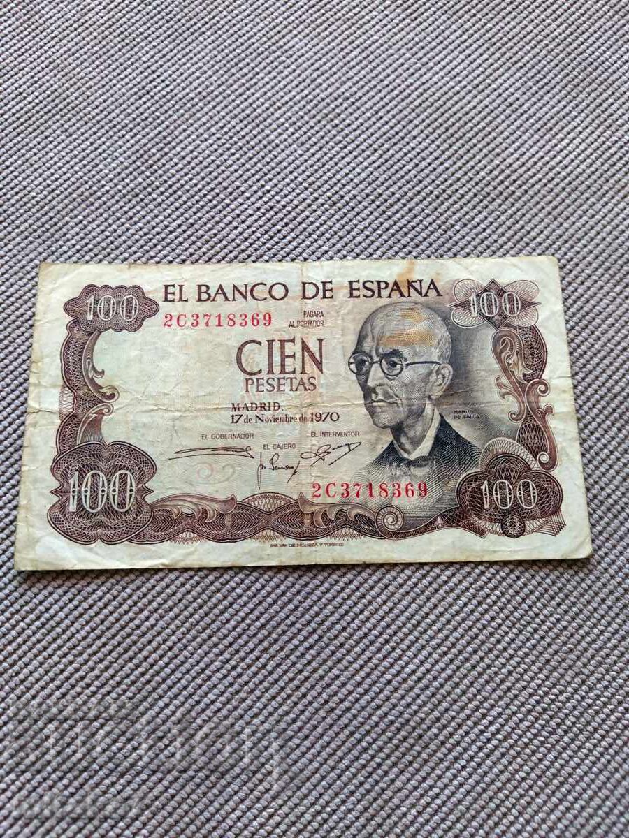 100 pesetas 1970, Spain