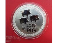 Остров Ниуе-2 долара 2019-година на прасето