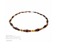 Vintage glass necklace – imitation amber – 60 cm