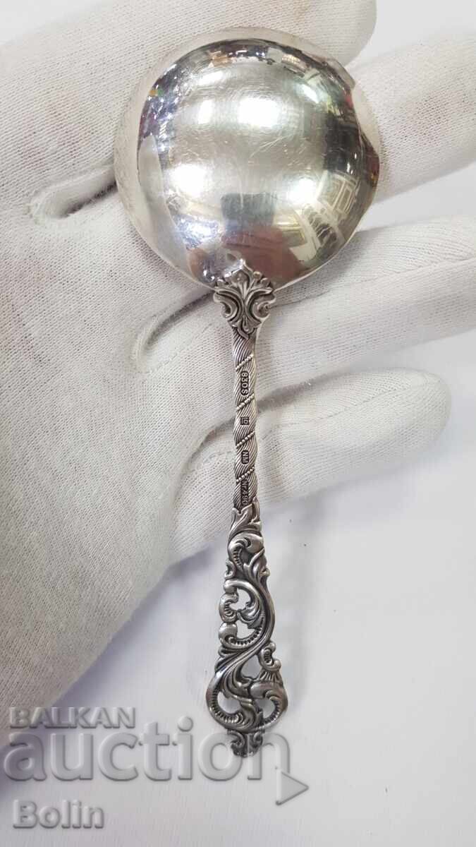 Beautiful silver sauce spoon, Europe - 830 purity - 5