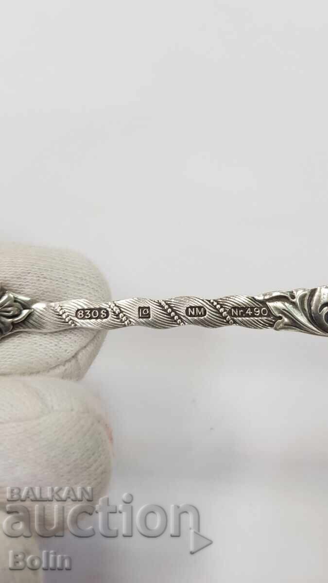 Beautiful silver sauce spoon, Europe - 830 purity - 6