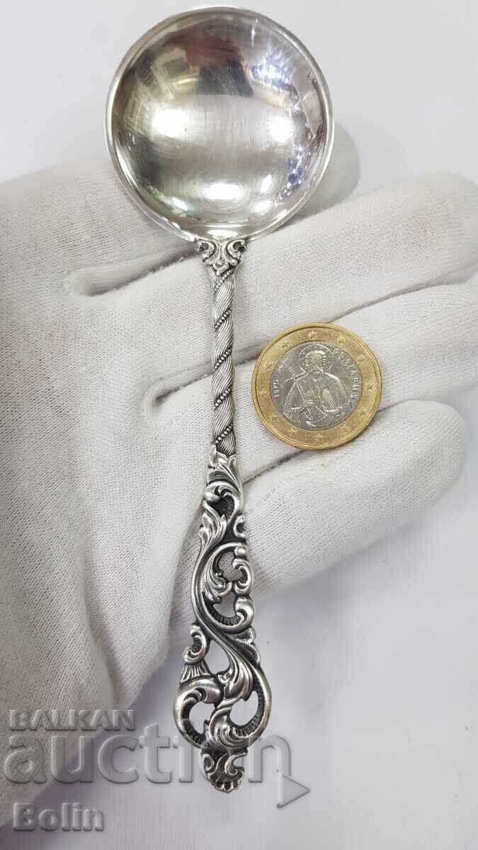 Beautiful silver sauce spoon, Europe - 830 purity