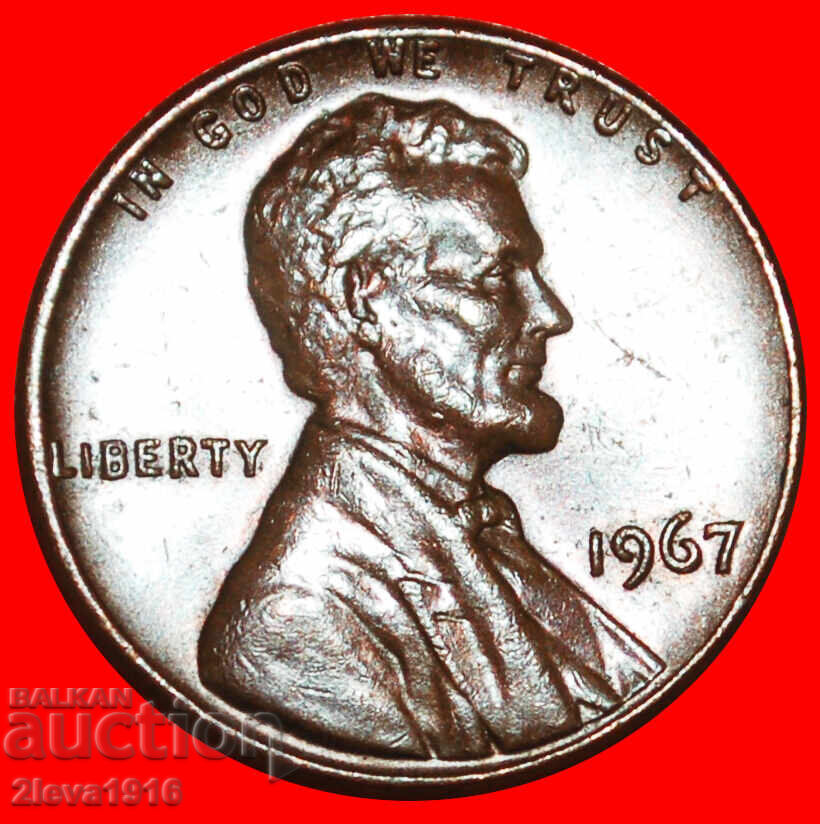 Ⰺ MEMORIAL (1959-1982): USA ★ 1 ЦЕНТ 1967! ЛИНКОЛН 1809-1865 Ⰺ MEMORIAL (1959-1982): USA ★ 1 ЦЕНТ 1967! ЛИНКОЛН 1809-1865