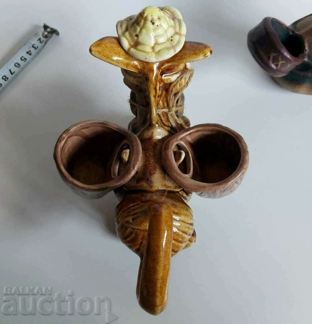. CERAMIC BULGARIAN FLAG DONKEY HORSE BRANDY GLASS GLASS - 5