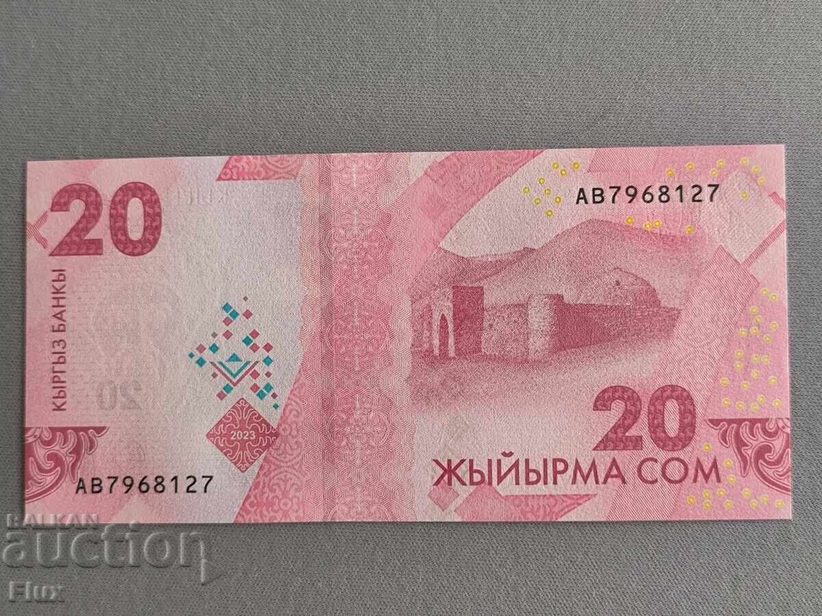 Bancnota - Kârgâzstan - 20 soms UNC | 2023 cu preț € 2.00 | 3.91 BGN
