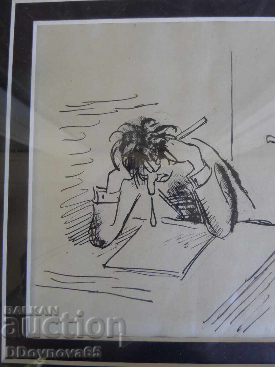 Licitație Stoyan Venev, „Scriitor” - desen în tuș