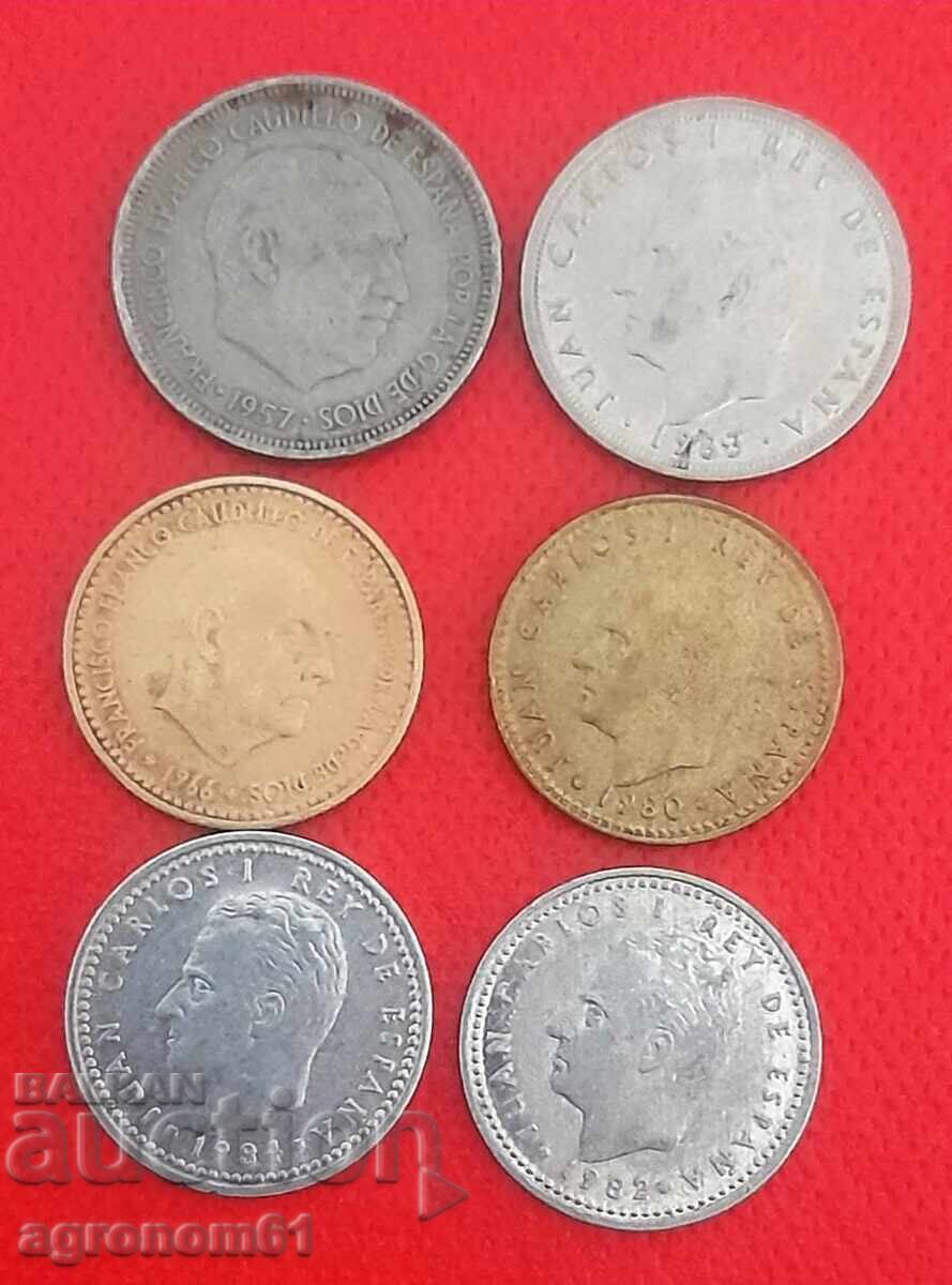 Lot de monede spaniole din ani diferiți cu preț € 6.00 | 11.74 BGN