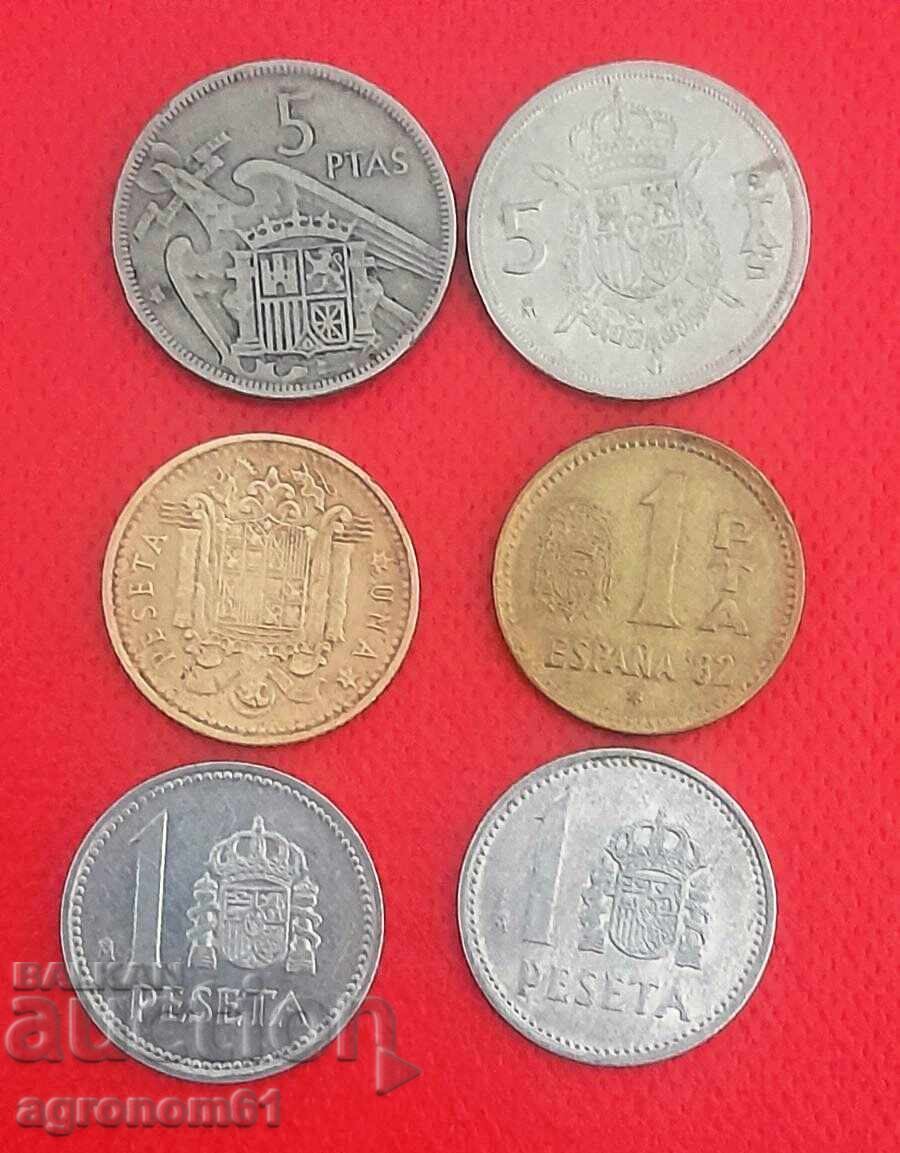 Lot de monede spaniole din ani diferiți