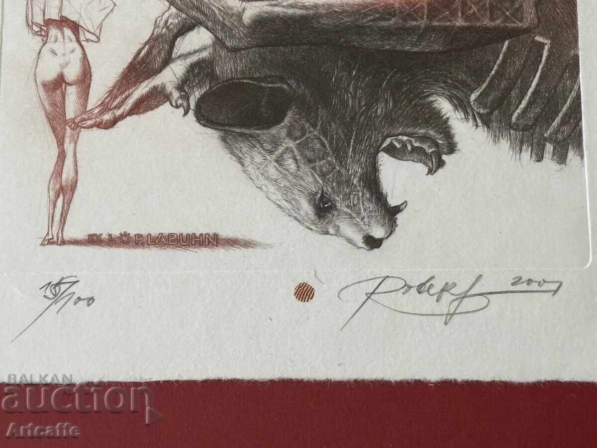 Robert Baramov-gravură, semnată, 2001, înrămată - 6