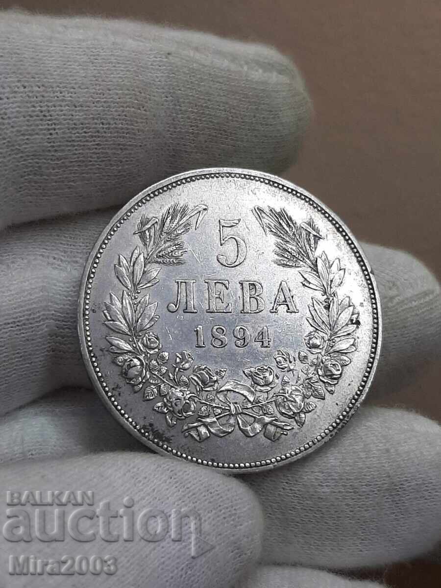 5 leva 1894 MONEDĂ DE TOP! 5 leva 1894 MONEDĂ DE TOP!