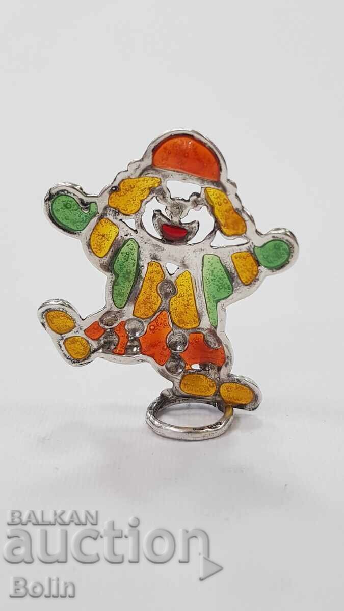 Auction Collectible Cheerful Silver Clown with Enamel - Italy 800 purity Auction Collectible Cheerful Silver Clown with Enamel - Italy 800 purity