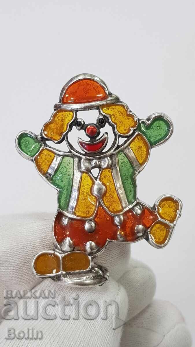 Collectible Cheerful Silver Clown with Enamel - Italy 800 purity - 6 Collectible Cheerful Silver Clown with Enamel - Italy 800 purity - 6