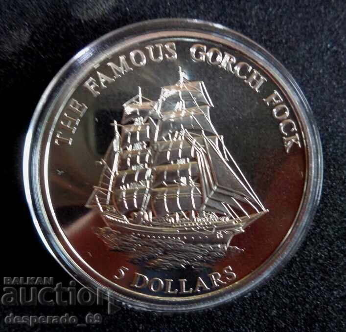 (¯`'•.¸   5 долара 2005  ЛИБЕРИЯ  UNC   ¸.•'´¯)