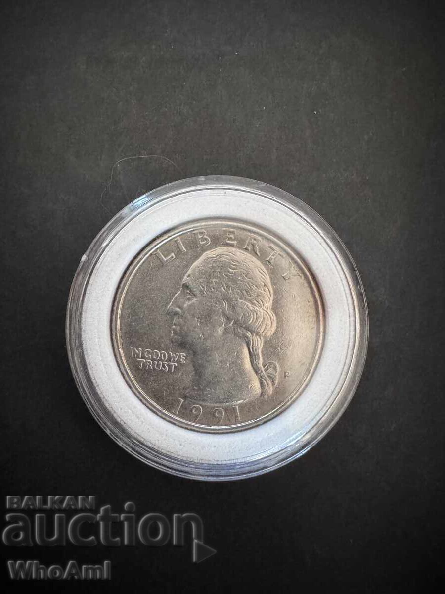 1/4 Washington Quarter dollar - 1991
