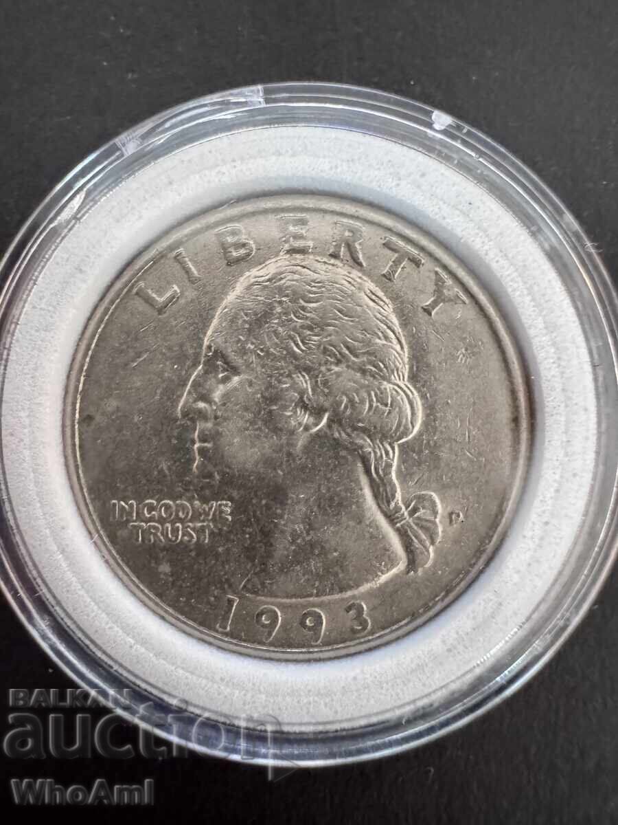 1/4 Washington Quarter dollar - 1993