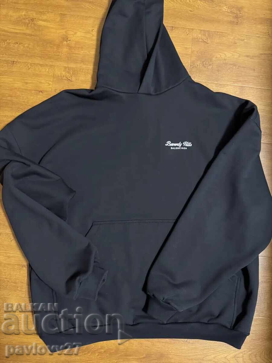 Hanorac Balenciaga Beverly Hills cu logo, negru