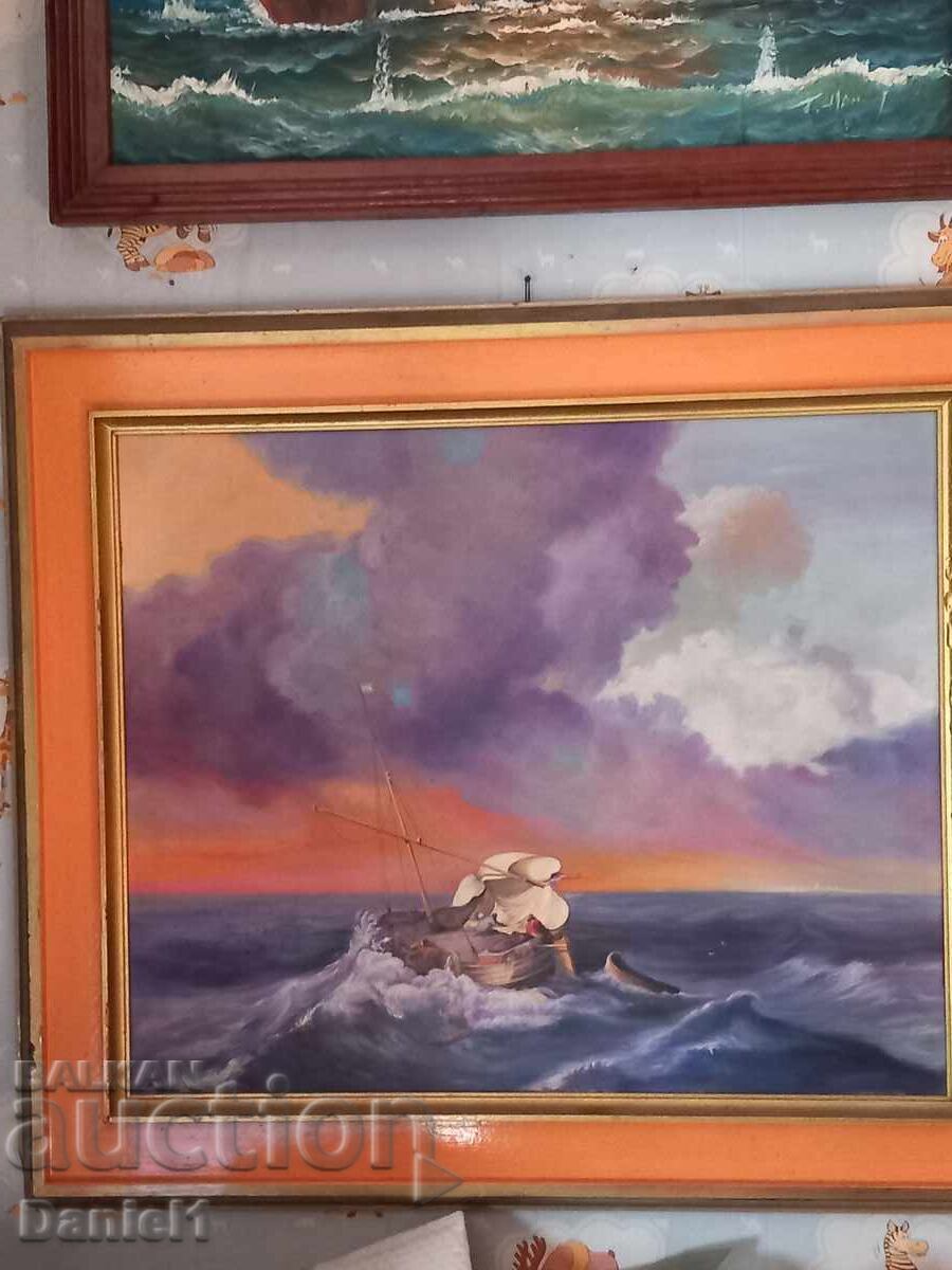 Navă pe furtună, 75×64cm Navă pe furtună, 75×64cm