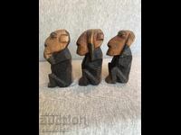 The Three Wise Monkeys, classic wooden figures