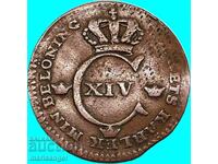 Suedia 1/4 skilling 1828 Carol XIV 26mm