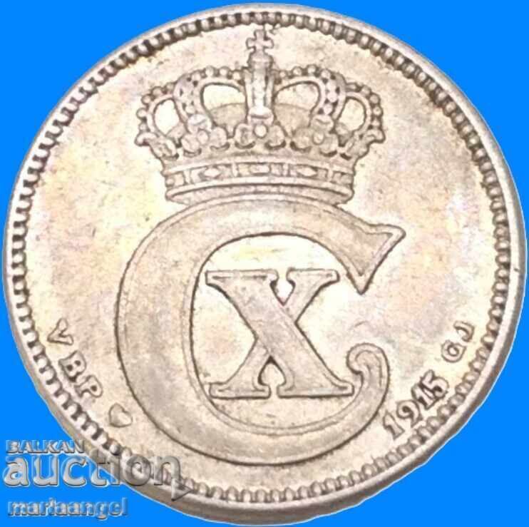 Denmark 25 Ore 1915 Silver - 5