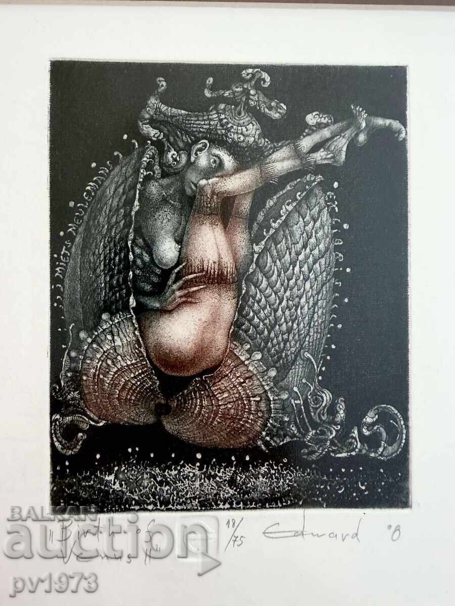 For connoisseurs - a beautiful graphic by Eduard Penkov with price € 135.00 | 264.04 BGN