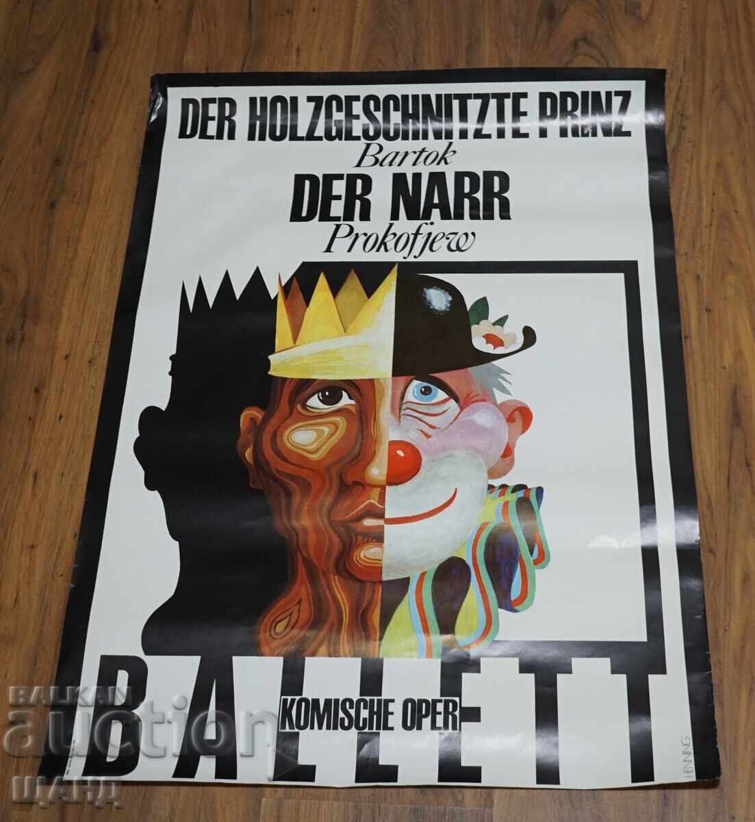 Afiș de teatru german original din 1982