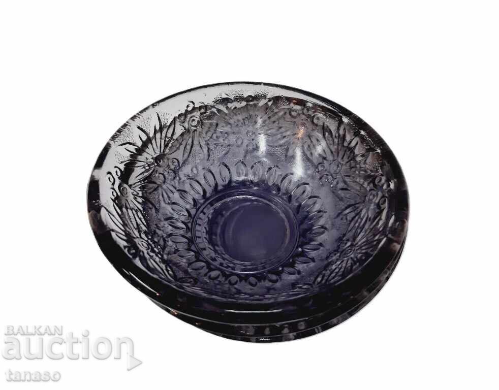 Retro purple glass dessert bowls, set of 4 - 5