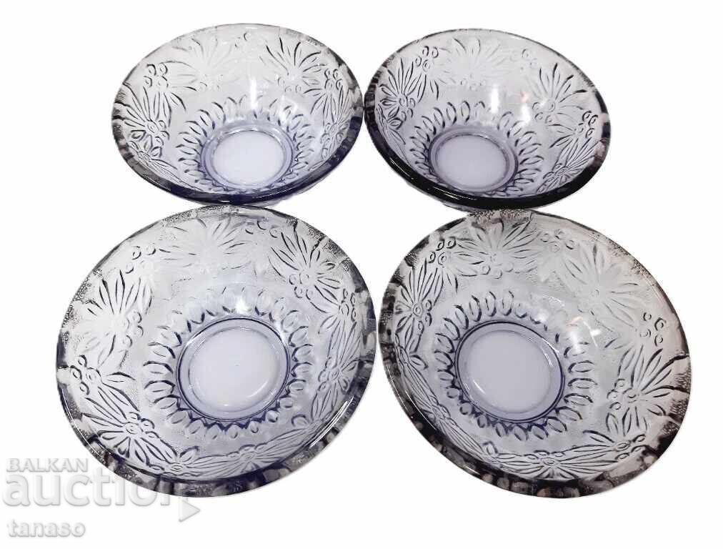 Retro purple glass dessert bowls, set of 4 - 6