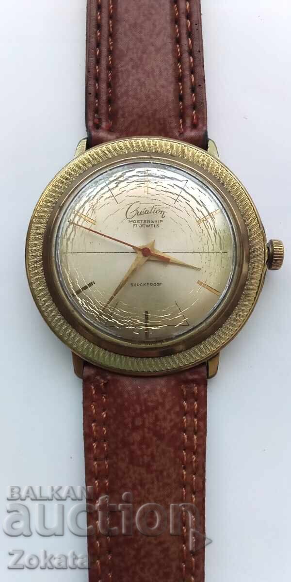 Gold-plated watch. Creation Swiss Mabe. Works Gold-plated watch. Creation Swiss Mabe. Works