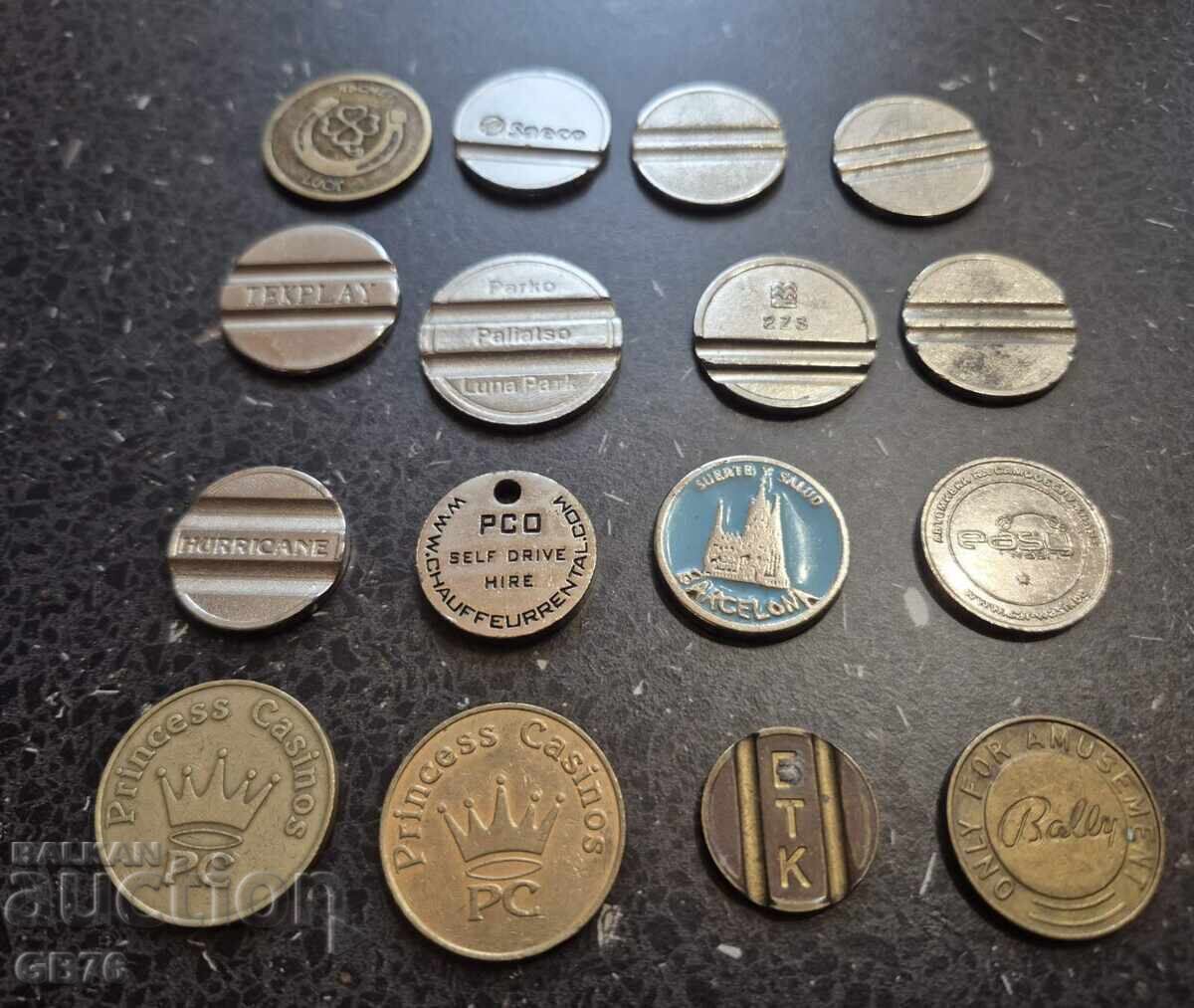 Лот жетони 16 броя БЗЦ с цена 0.01 €