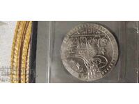 Moneda otomană de argint 32g 465/1000 1203 ani 2 aur YUZLUK