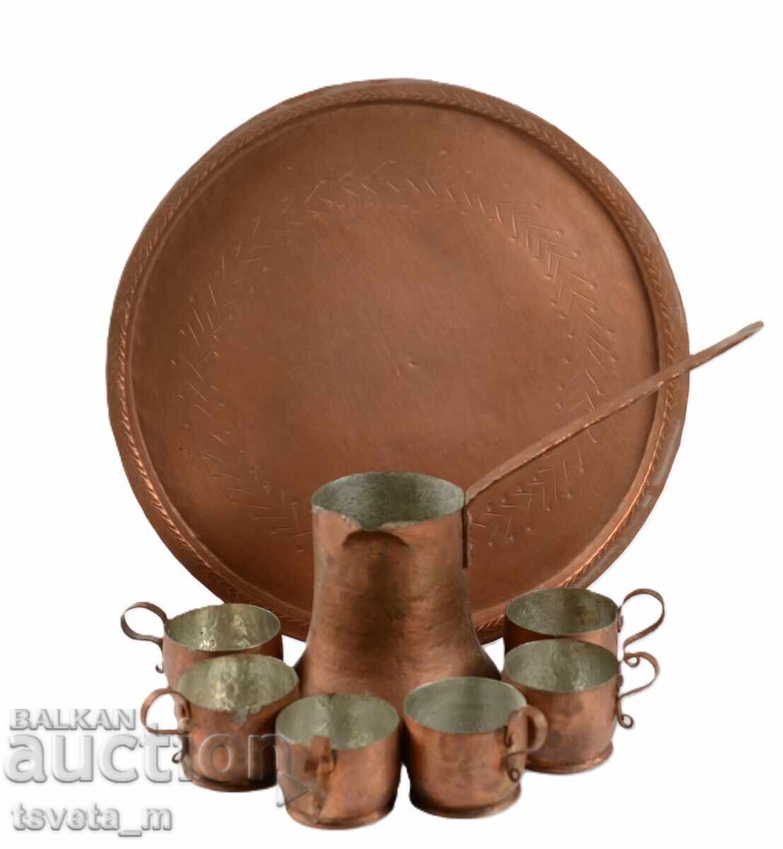Auction Handmade (hammered) copper coffee set Auction Handmade (hammered) copper coffee set