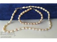 Natural pearl necklace and bracelet