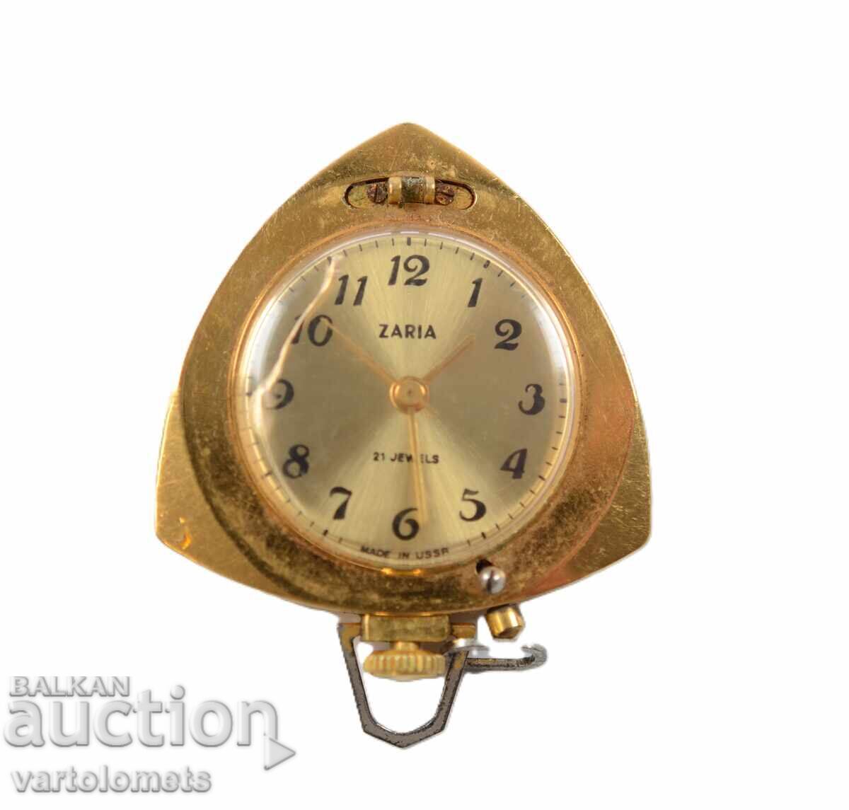 Women's necklace watch ZARYA USSR gold plated 5 microns - working