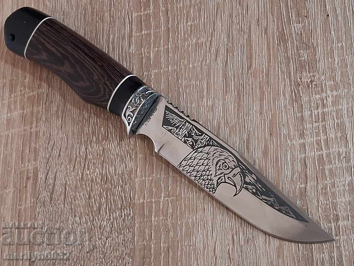 Auction  Hunting knife with sheath and engravings