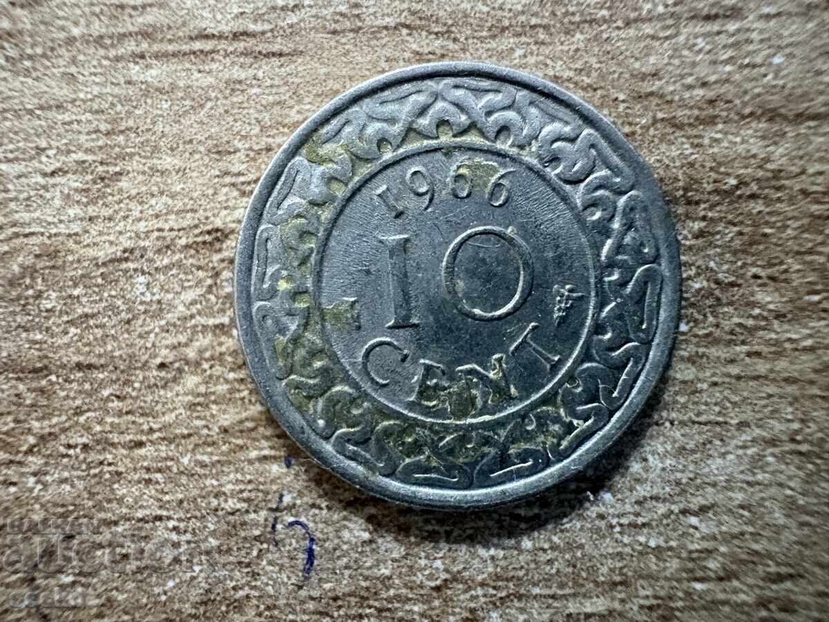 Surinam - 10 cenți (1966) Surinam - 10 cenți (1966)