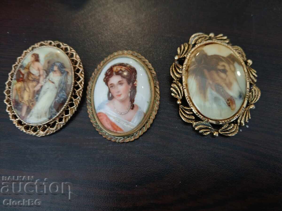 Vintage porcelain portrait brooch collection Vintage porcelain portrait brooch collection