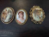 Vintage porcelain portrait brooch collection