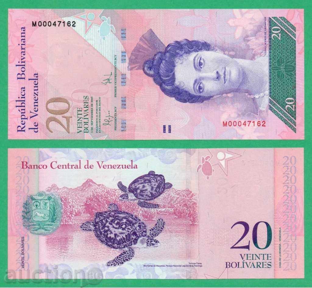 (¯`'•.¸   ВЕНЕЦУЕЛА  20 боливара 2009  UNC   ¸.•'´¯)