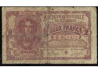 Belgium German Occupation WWI 2 Francs 1916 Pick 87