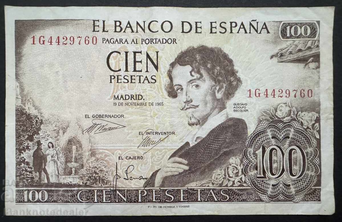 Spania 100 Pesetas 1965 Pick 150 Ref 9560