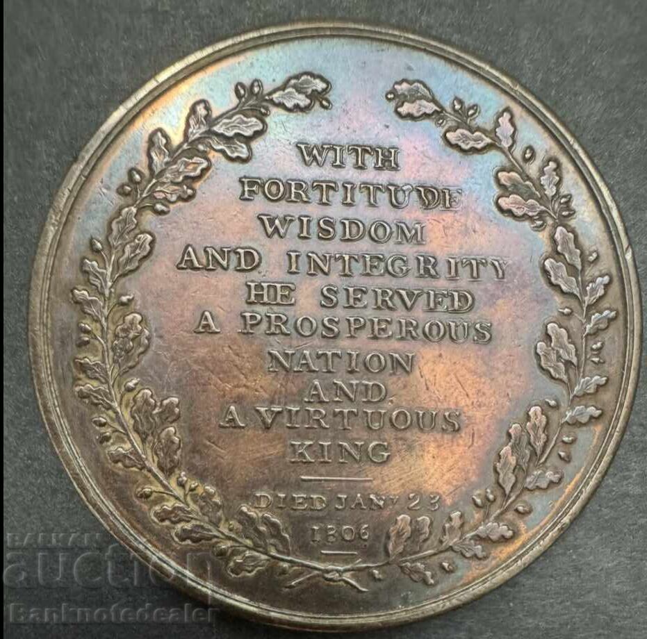 William Pitt Medal 1799 in copper 53mm by J.G Hancock with price € 99.00 | 193.63 BGN
