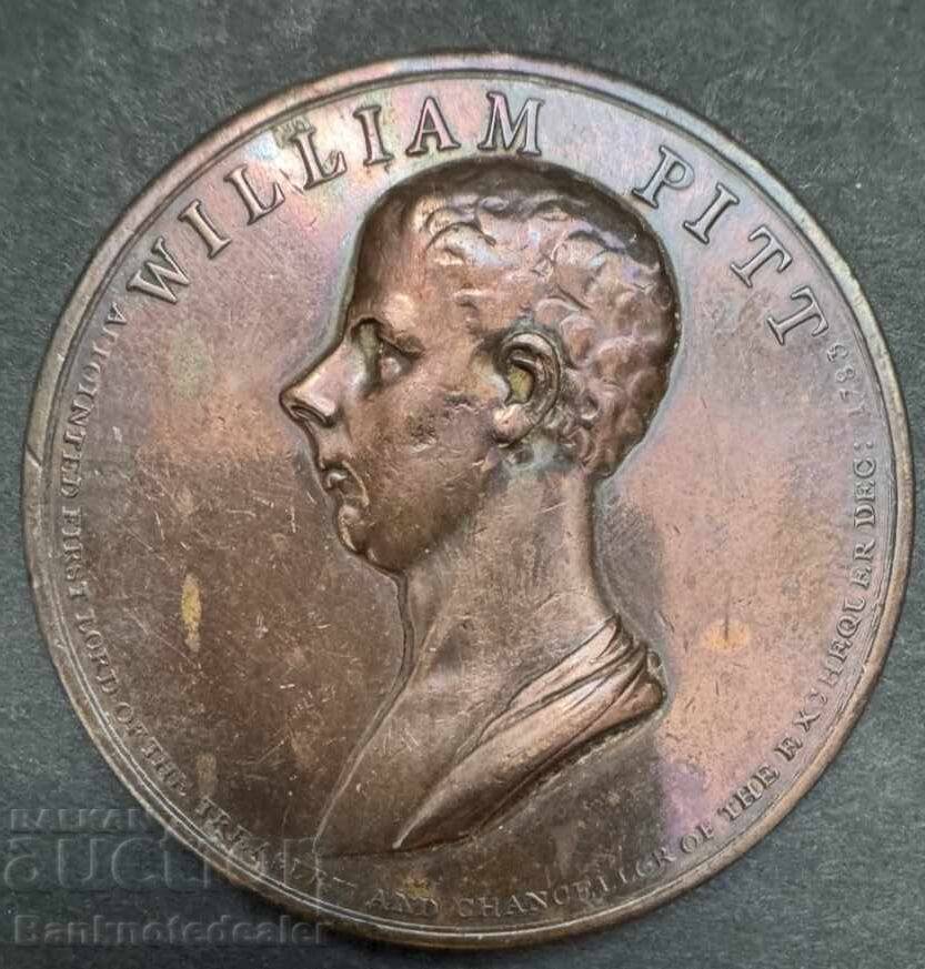 William Pitt Medal 1799 in copper 53mm by J.G Hancock