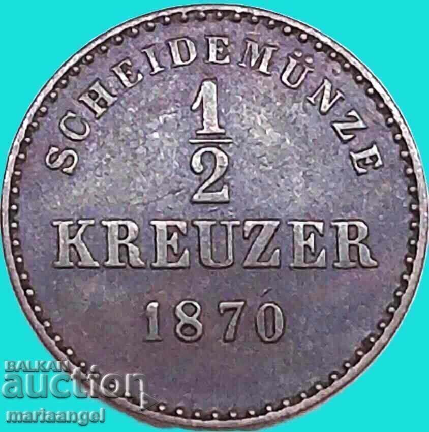 1/2 Kreuzer 1870 Württemberg Germany Karl