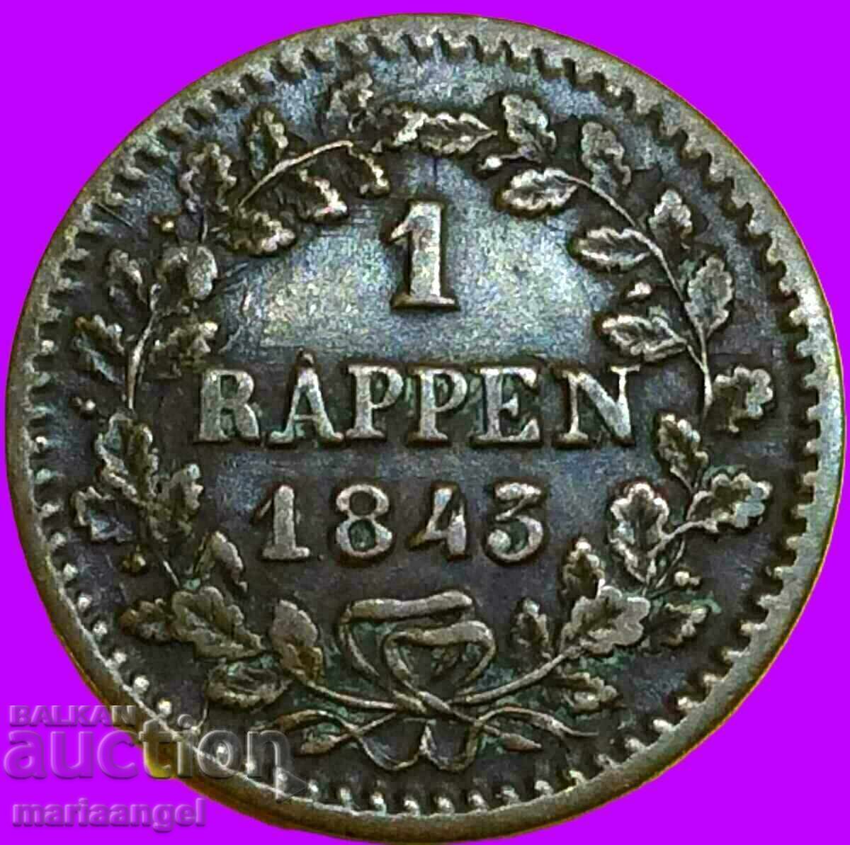 Switzerland 1 Rapen 1843 Canton of Lucerne - 6 Switzerland 1 Rapen 1843 Canton of Lucerne - 6
